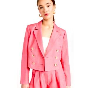 PAIGE Pink Double-Breasted Blazer